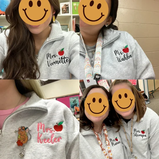 Personalized Teacher Quarter Zip Sweatshirt | Custom Embroidered Name Crewneck