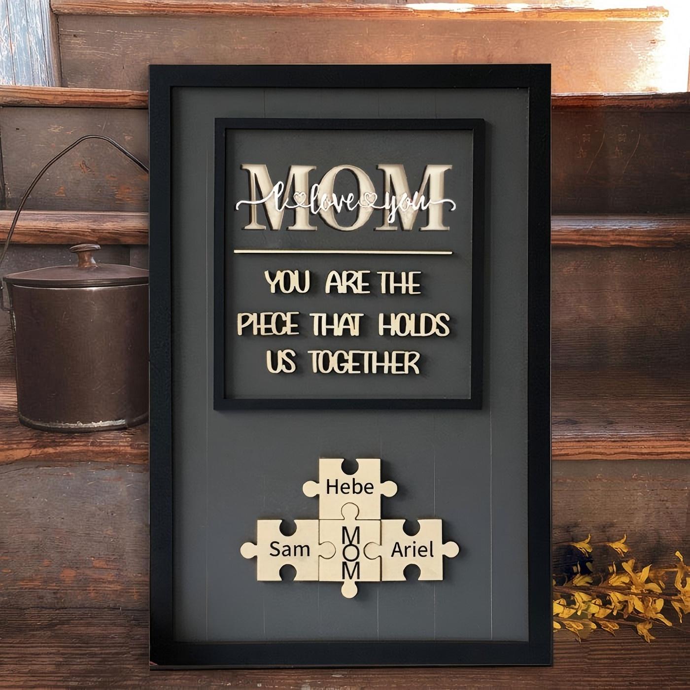 Personalized Mom We Love You Wood Puzzle Sign, Gift For Mom