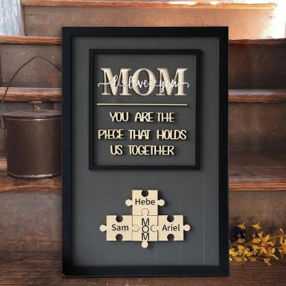 Personalized Mom We Love You Wood Puzzle Sign, Gift For Mom