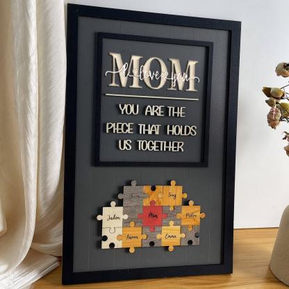 Personalized Mom We Love You Wood Puzzle Sign, Gift For Mom