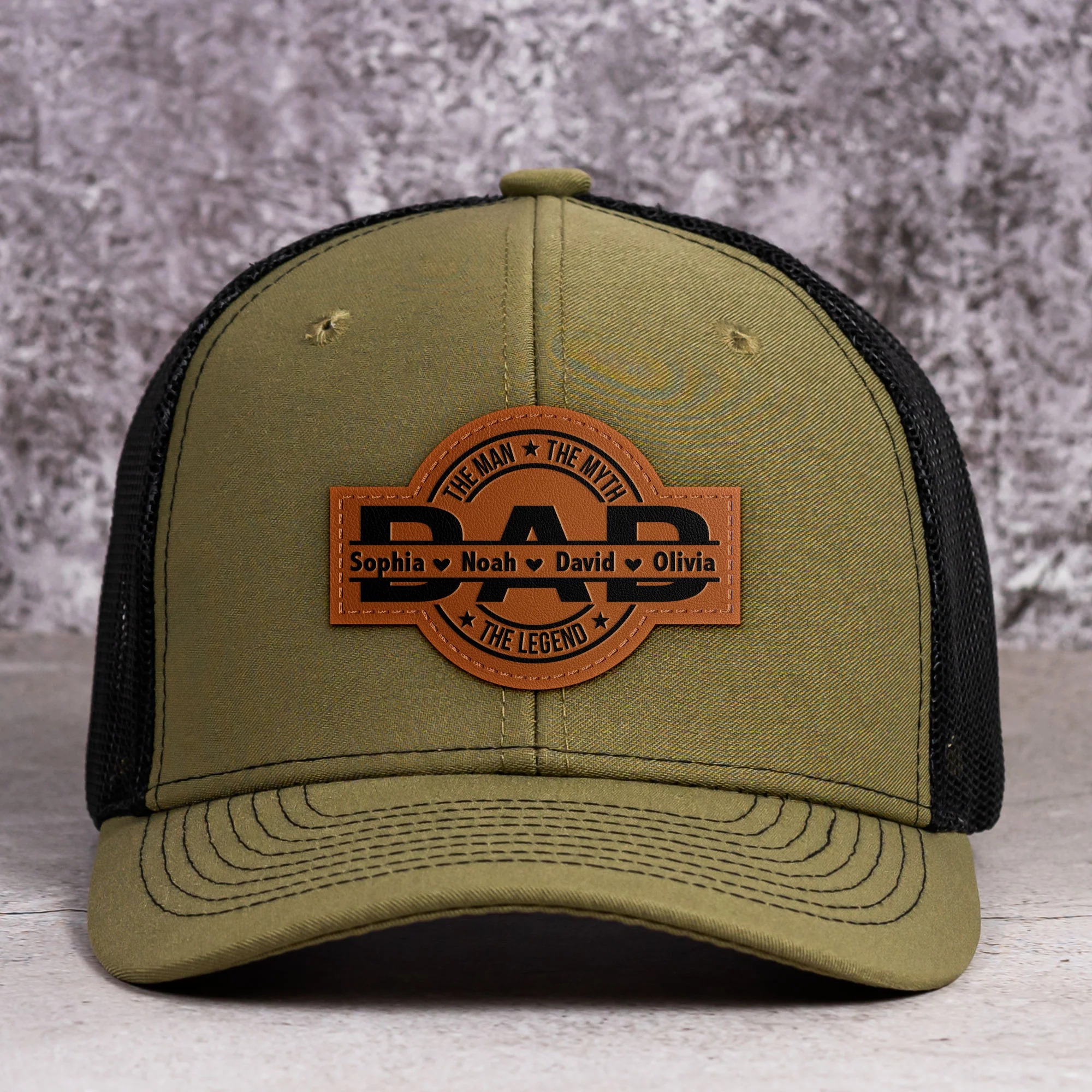Dad, The Man, The Myth, The Legend - Personalized Leather Patch Hat