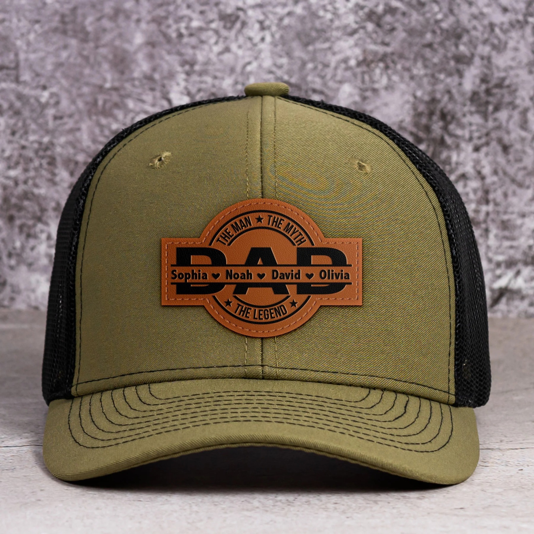 Dad, The Man, The Myth, The Legend - Personalized Leather Patch Hat