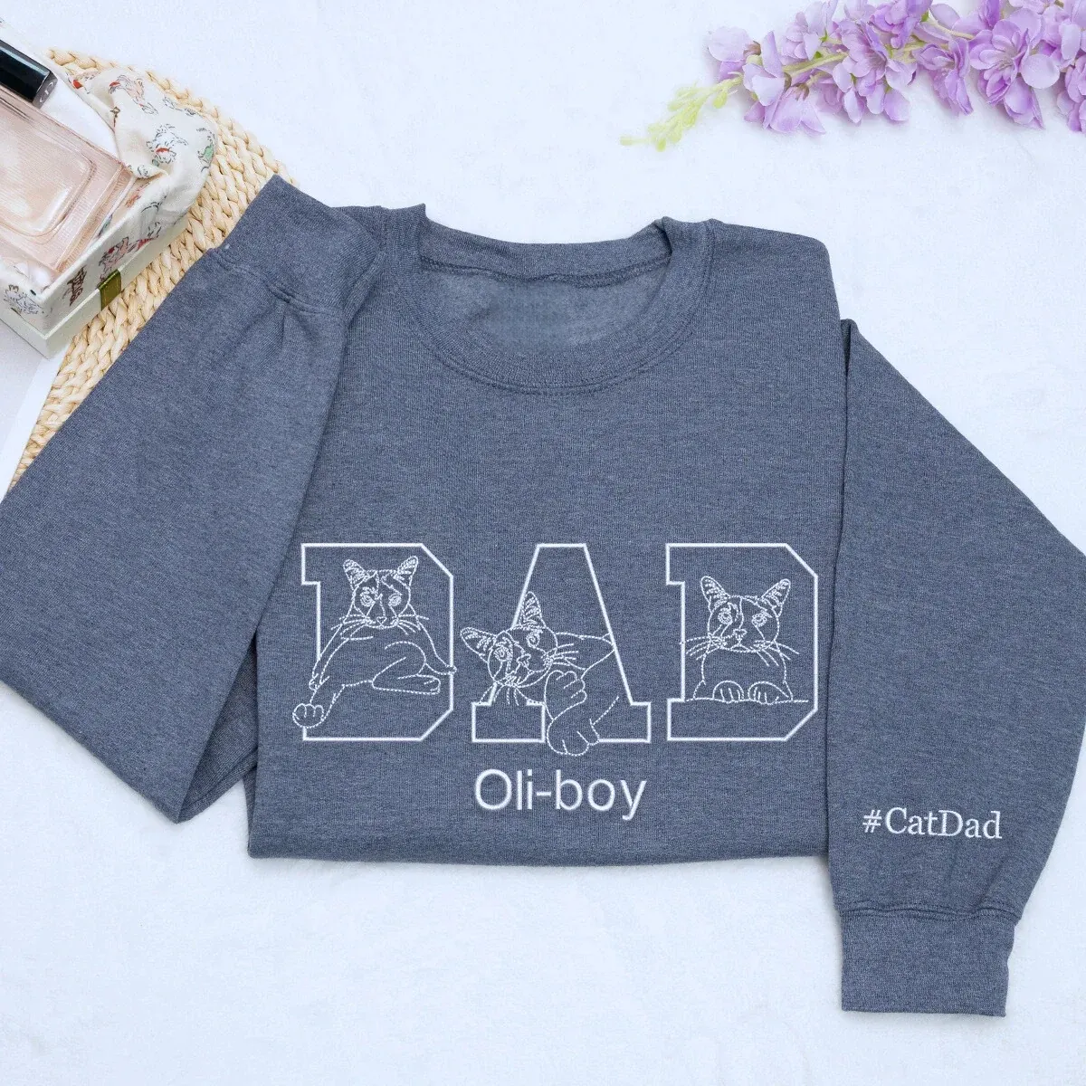 Custom Outline Pet Portrait Apparel - Pet embroidered Sweatshirt-Gifts for Pet Parent