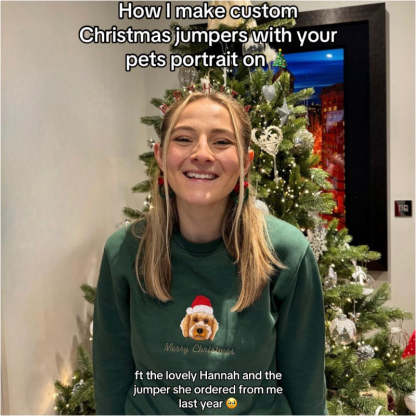 Custom Embroidered Pet Portrait Christmas Jumper Sweatshirt