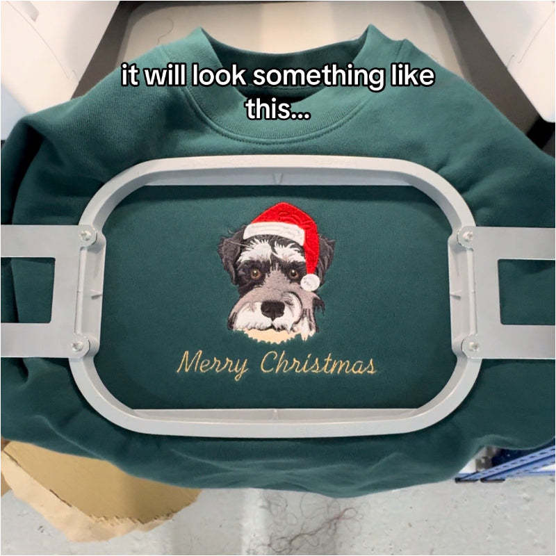 Custom Embroidered Pet Portrait Christmas Jumper Sweatshirt