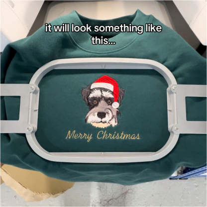 Custom Embroidered Pet Portrait Christmas Jumper Sweatshirt