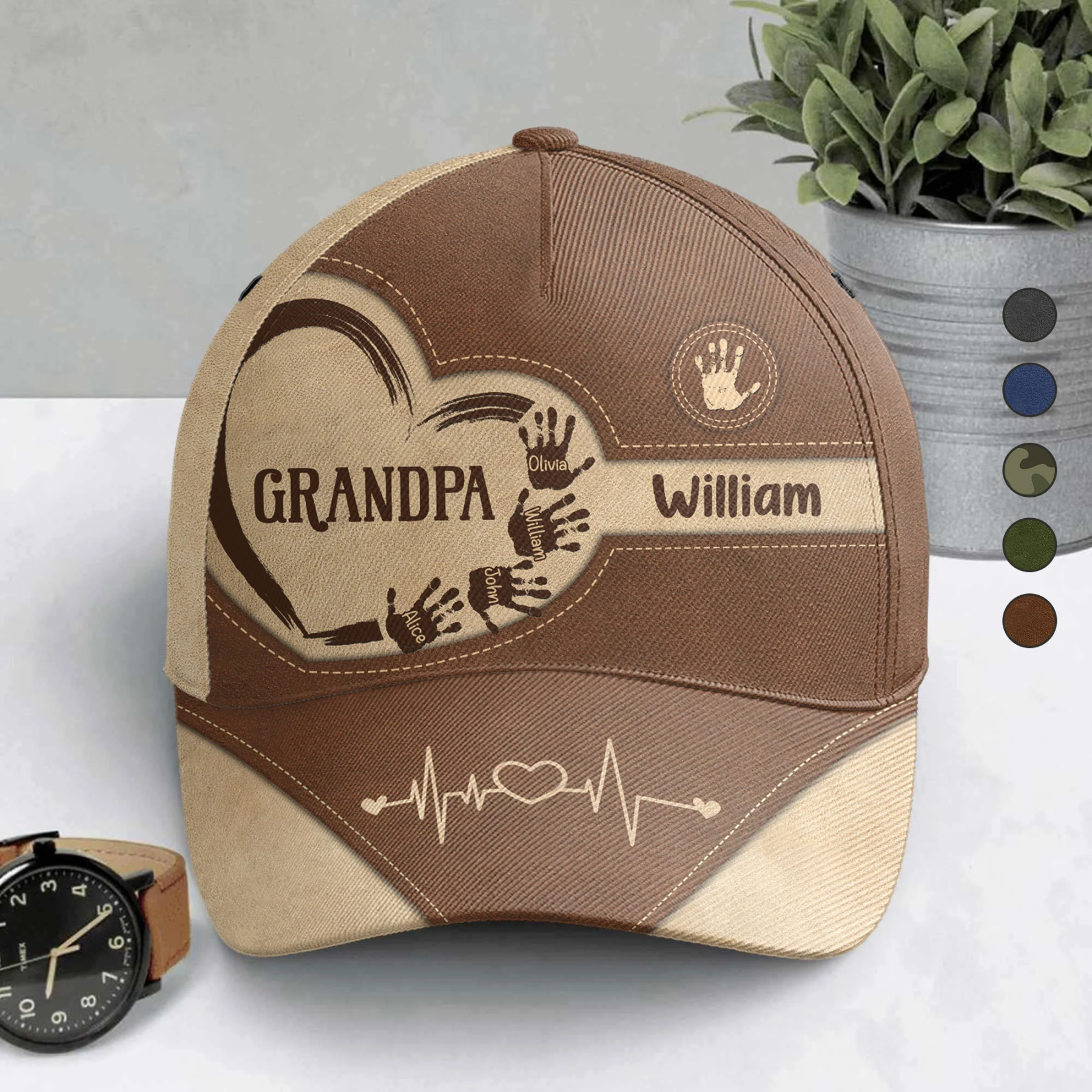 Grandpa Dad Kids Handprints - Personalized Classic Cap