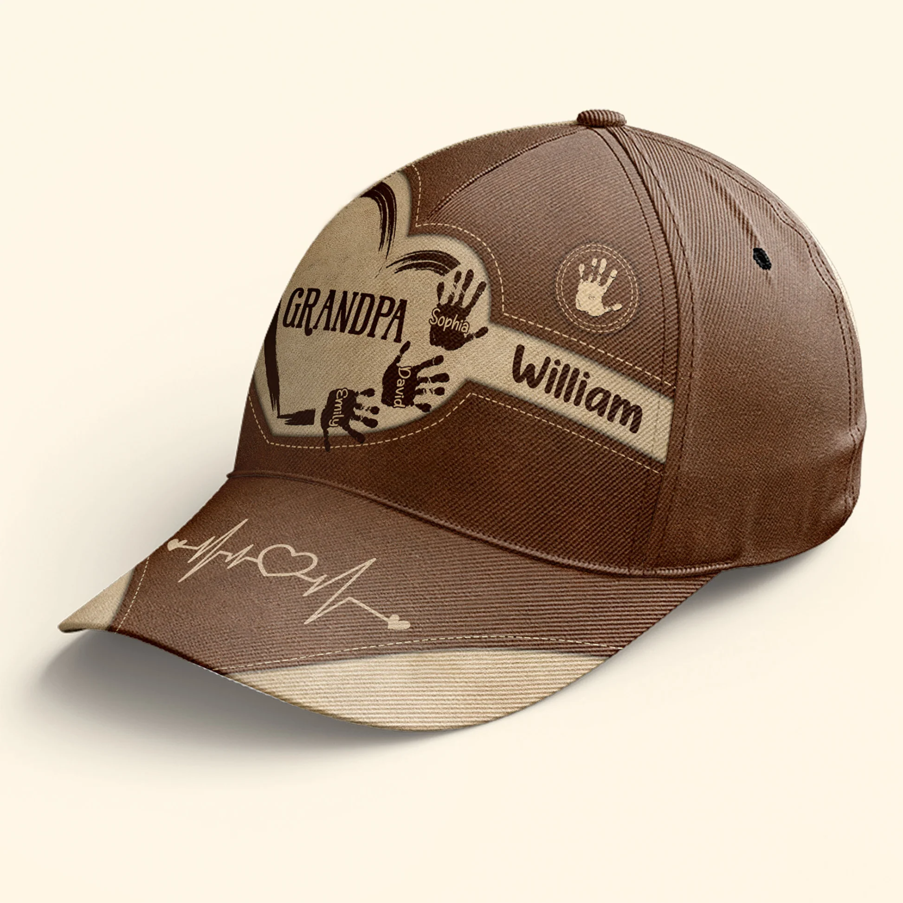 Grandpa Dad Kids Handprints - Personalized Classic Cap