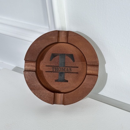 Personalized Name Walnut Cigar Ash Tray Set(Without Cigar)