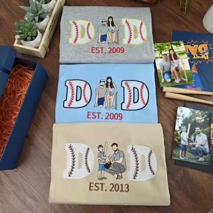 Personalized Embroidered Baseball Hoodie Sweatshirt With Kid's Names For Dad Father's Day Gift