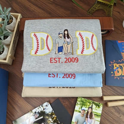 Personalized Embroidered Baseball Hoodie Sweatshirt With Kid's Names For Dad Father's Day Gift