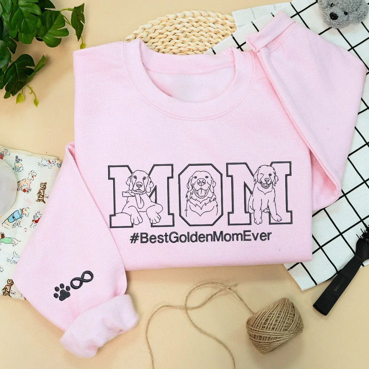 Custom Pet Outline Embroidered Sweatshirt for Pet Parent/Pet Mom/Pet Dad- Dog/Cat Portrait Embroidered Gifts for Pet Lover