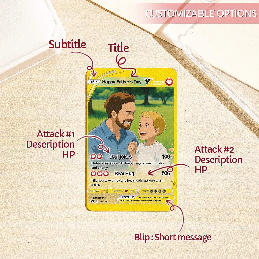 Father's Day Poke Card, Custom Poke Card, Gift For dad, Father's Day Gift, Custom Poke Present