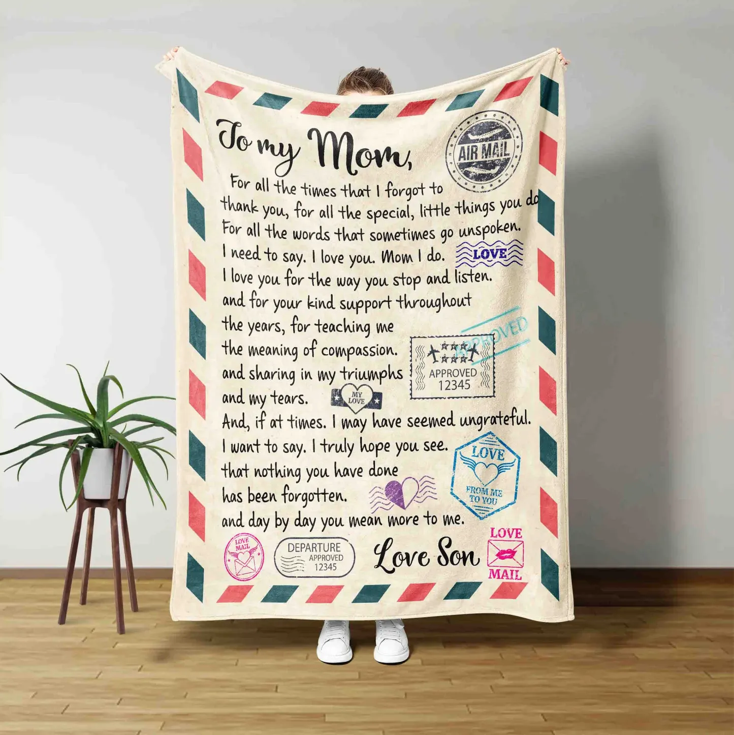 Custom To My Mom Blanket - Letter From Son Daughter Mother's Birthday Gift