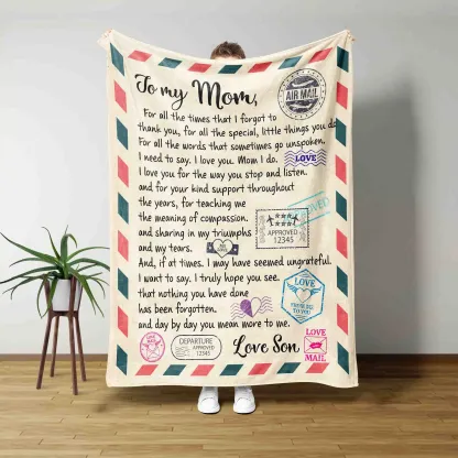 Custom To My Mom Blanket - Letter From Son Daughter Mother's Birthday Gift