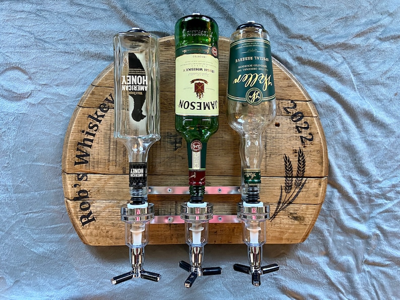Liquor Dispenser, Perfect for Bar, Man Cave, and Kitchen, Great Gift, Made from Reclaimed Whiskey Barrels