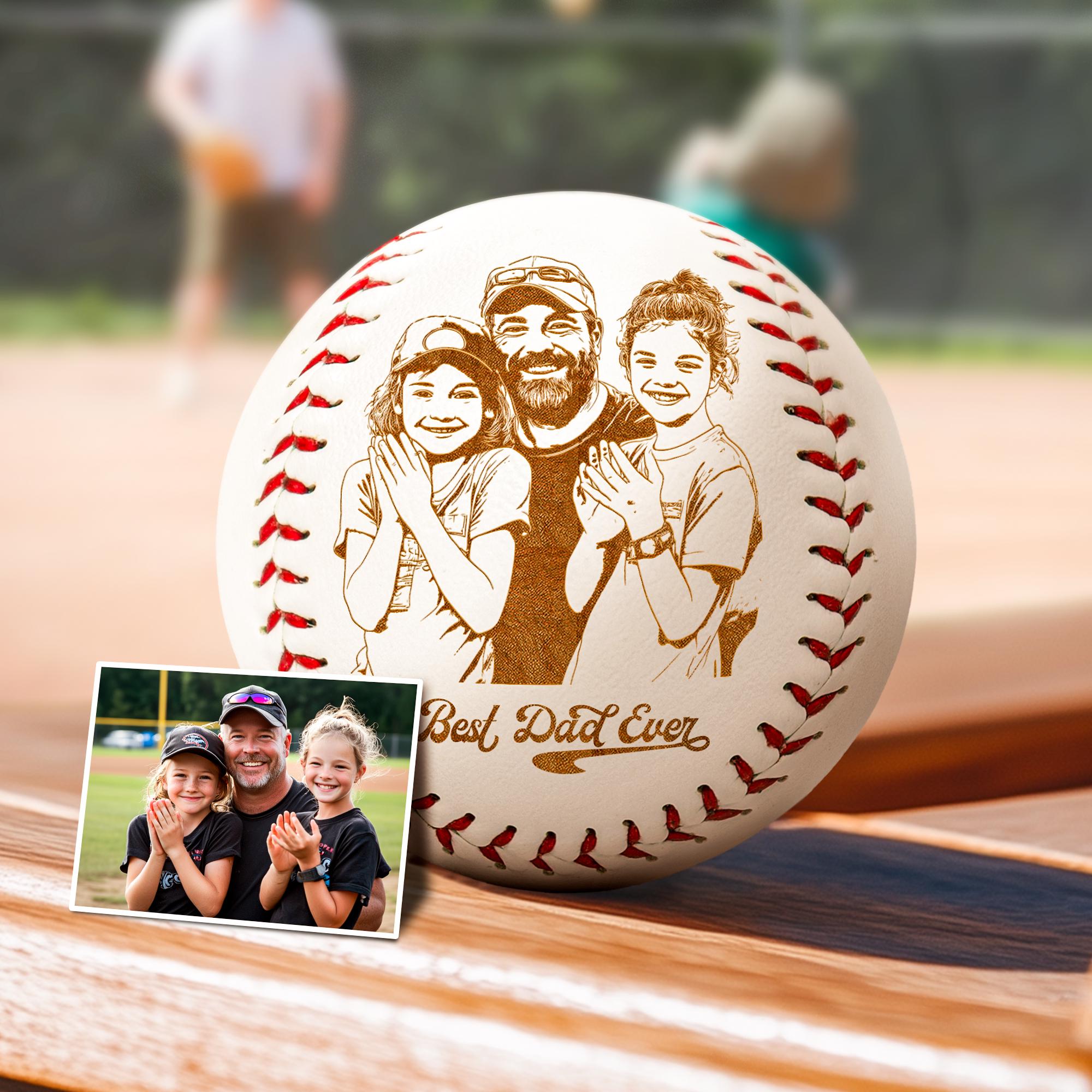 Personalized Photo Engraving Baseball Gifts for Dad Father's Day