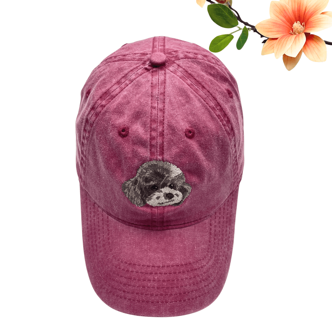 Custom Embroidered Pet Portrait Hat - Personalized Dog Cat Photo Cap - Unique Handmade Gift for Pet Lovers, Birthday Christmas Present for Men Women
