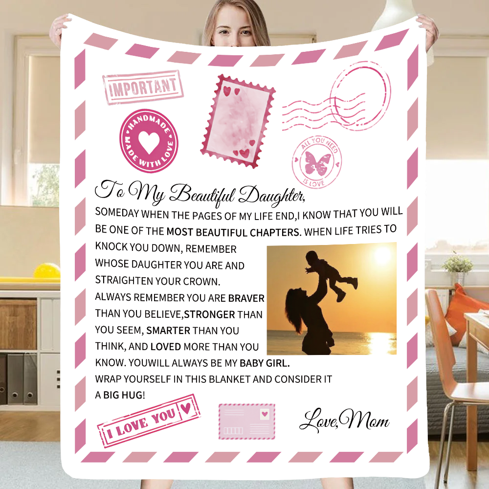 TO MY BEAUTIFUL DAUGHTER PHOTO BLANKET LOVE COZY POSTCARD|MY MOST BEAUTIFUL CHAPTER