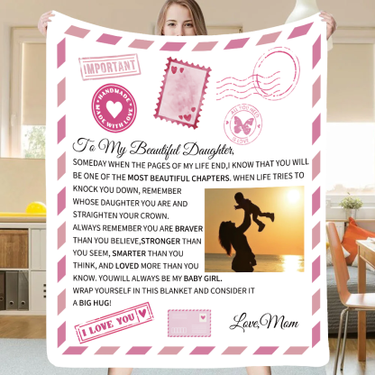 TO MY BEAUTIFUL DAUGHTER PHOTO BLANKET LOVE COZY POSTCARD|MY MOST BEAUTIFUL CHAPTER