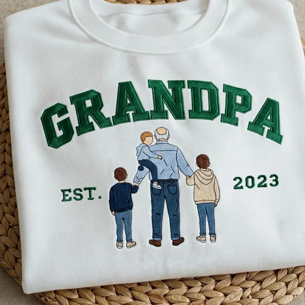Custom Embroidered Sweatshirt with Photo – Personalized Dad Mama Shirt, Family Name Sweater,Custom Parent Photo Shirt, Est. Year Sweater