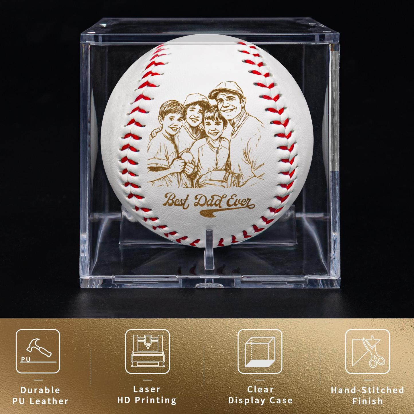 Personalized Photo Engraving Baseball Gifts for Dad Father's Day