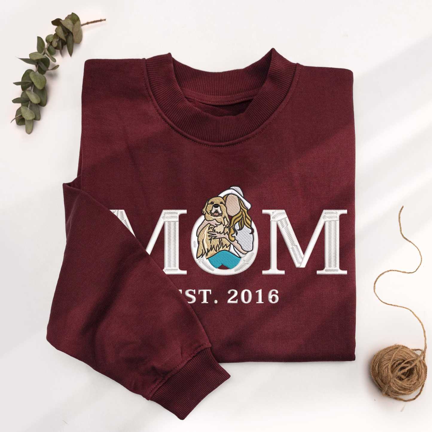 Customised Mum Embroidered Sweatshirt Personalised Mum Portrait Mother's Day