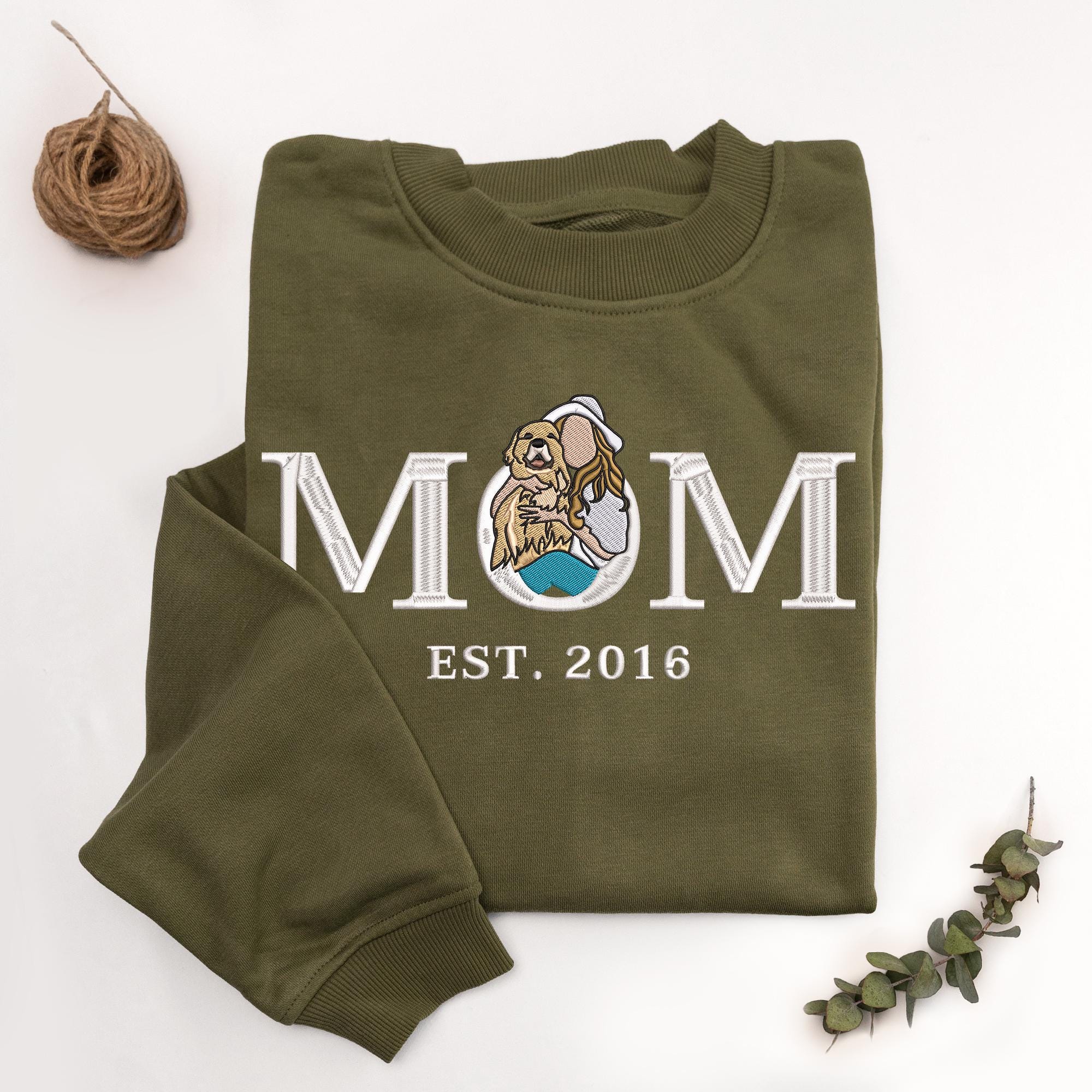 Customised Mum Embroidered Sweatshirt Personalised Mum Portrait Mother's Day