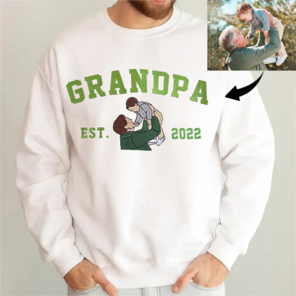 Custom Embroidered Sweatshirt with Photo – Personalized Dad Mama Shirt, Family Name Sweater,Custom Parent Photo Shirt, Est. Year Sweater