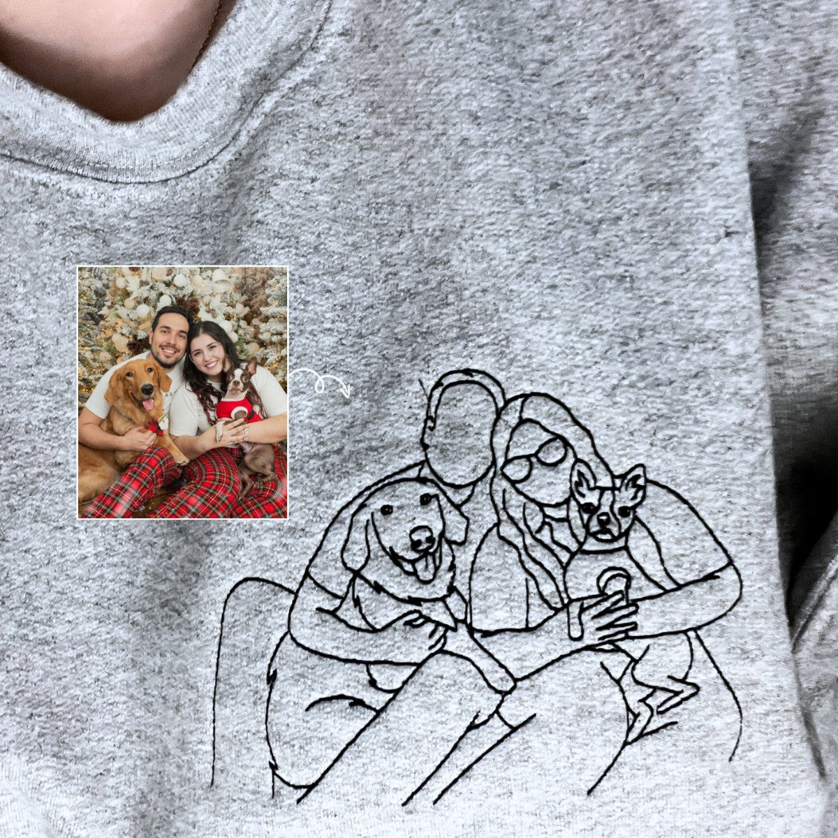 Custom Embroidered Portrait Sweatshirt from Photo