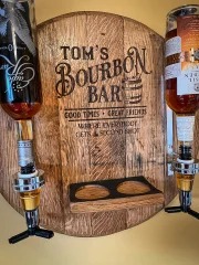 Wall-Mounted Liquor Dispenser from Bourbon/Whiskey /lrish/rum Barrel Lid