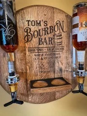 Wall-Mounted Liquor Dispenser from Bourbon/Whiskey /lrish/rum Barrel Lid