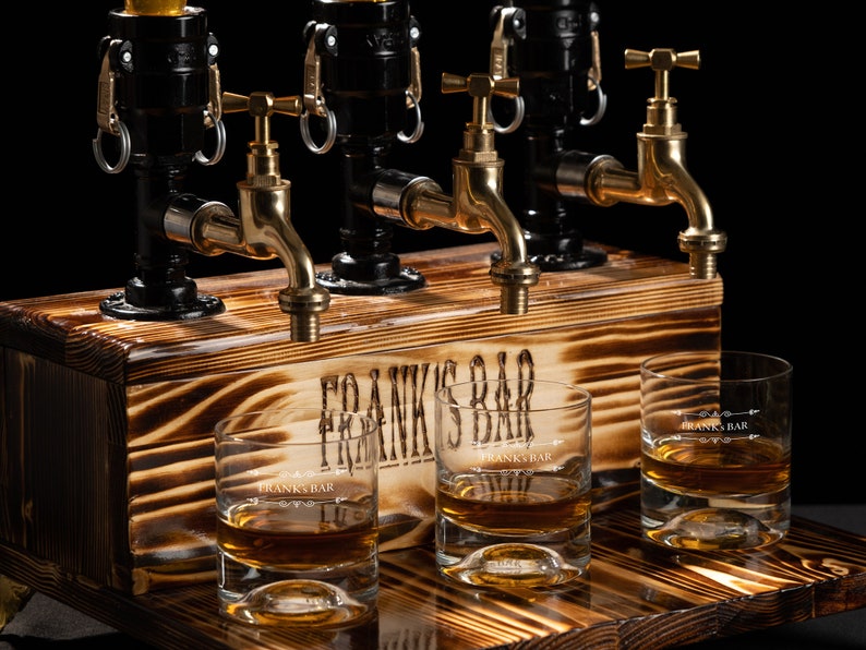 Wooden Dispenser with Crate, Personalized Wooden Whiskey Dispenser, Wood Dispenser, Liquor Dispenser, Beverage Dispenser, Drink Dispenser