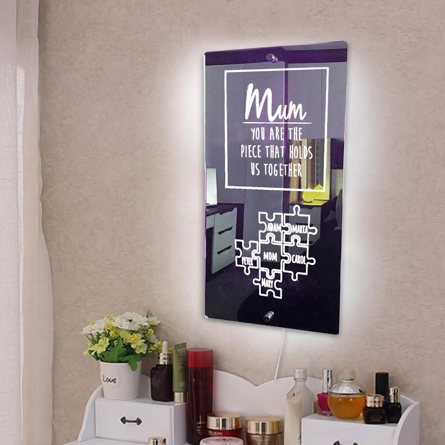 🧩✨Customized Puzzle Mirror Lamp For Mom