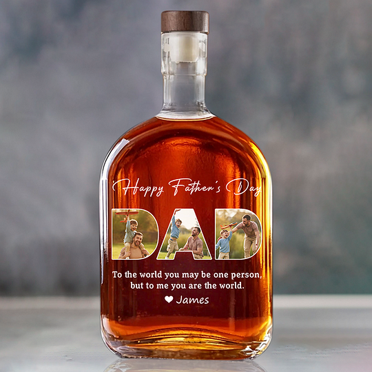 Custom Photo Happy Father's Day Family Whiskey Bottle