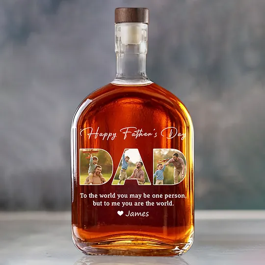 Custom Photo Happy Father's Day Family Whiskey Bottle