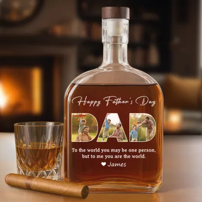 Custom Photo Happy Father's Day Family Whiskey Bottle
