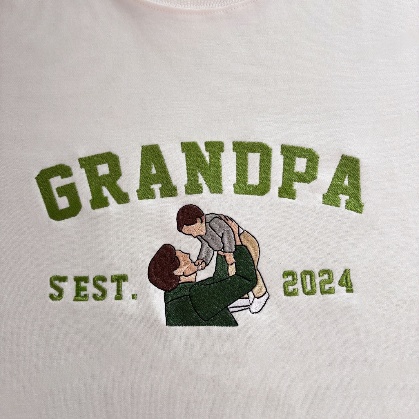 Custom Embroidered Sweatshirt with Photo – Personalized Dad Mama Shirt, Family Name Sweater,Custom Parent Photo Shirt, Est. Year Sweater