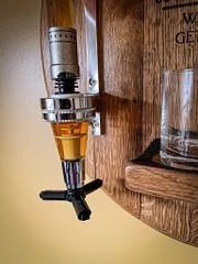 Wall-Mounted Liquor Dispenser from Bourbon/Whiskey /lrish/rum Barrel Lid