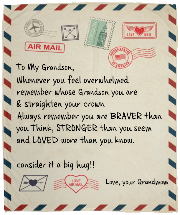 TO MY GRANDSON COZY PLUSH POSTCARD BLANKET