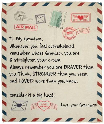 TO MY GRANDSON COZY PLUSH POSTCARD BLANKET