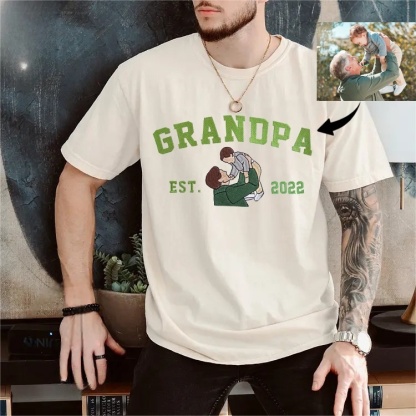 Custom Embroidered Sweatshirt with Photo – Personalized Dad Mama Shirt, Family Name Sweater,Custom Parent Photo Shirt, Est. Year Sweater