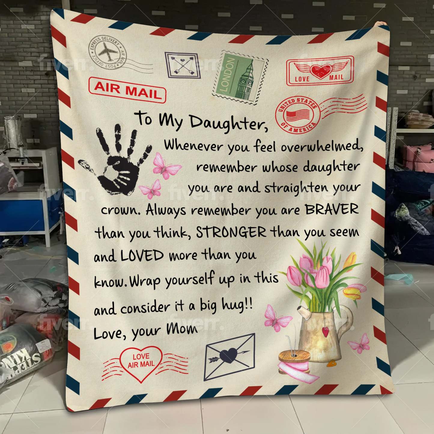 ❤️🎁 LOVE LETTER TO MY DAUGHTER, ALWAYS REMEMBER YOU ARE BRAVER THAN YOU THINK, LOVE MOM -  COZY PLUSH FLEECE/PREMIUM SHERPA BLANKET