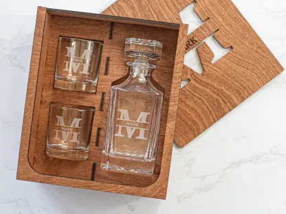Personalized Whiskey Engraved Decanter Set, Whiskey Glass, Dad's Gifts