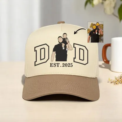 Custom Embroidered Photo on Dad Hat, Personalized Dad Hat, Family Portrait Hat, Unique Birthday Gift For Men, New Dad Gift, Husband Gift