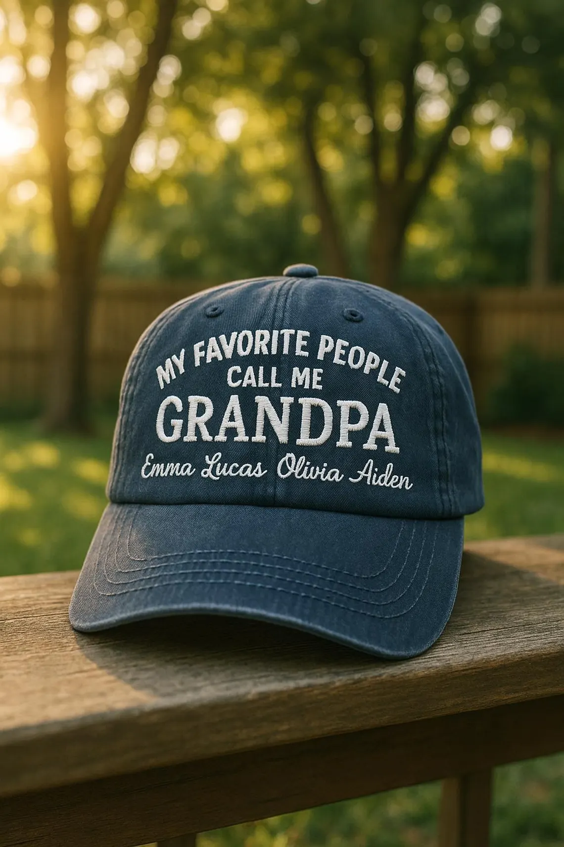 Embroidered Papa Wash Dad Cap, Personalized Grandkids Name Hat, Custom Grandfather Gift, My Favorite People Call Me Papa