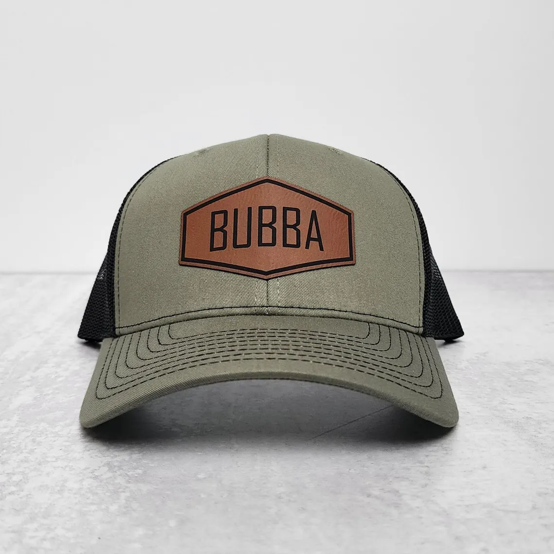 Personalized Dad Hat with Name, Custom Leather Patch Trucker Hat, Father’s Day Gift for Men