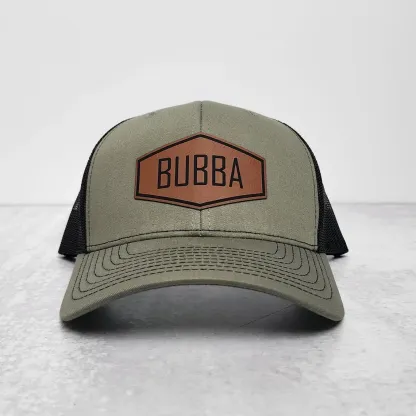 Personalized Dad Hat with Name, Custom Leather Patch Trucker Hat, Father’s Day Gift for Men
