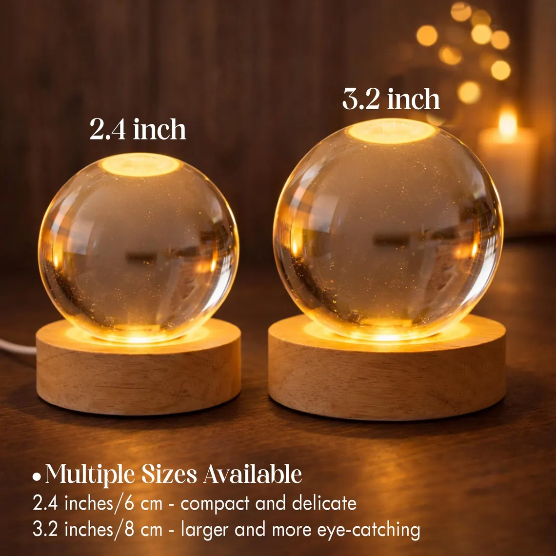 Custom Golf Dad Crystal Ball Night Light,Best Dad By Par Gift