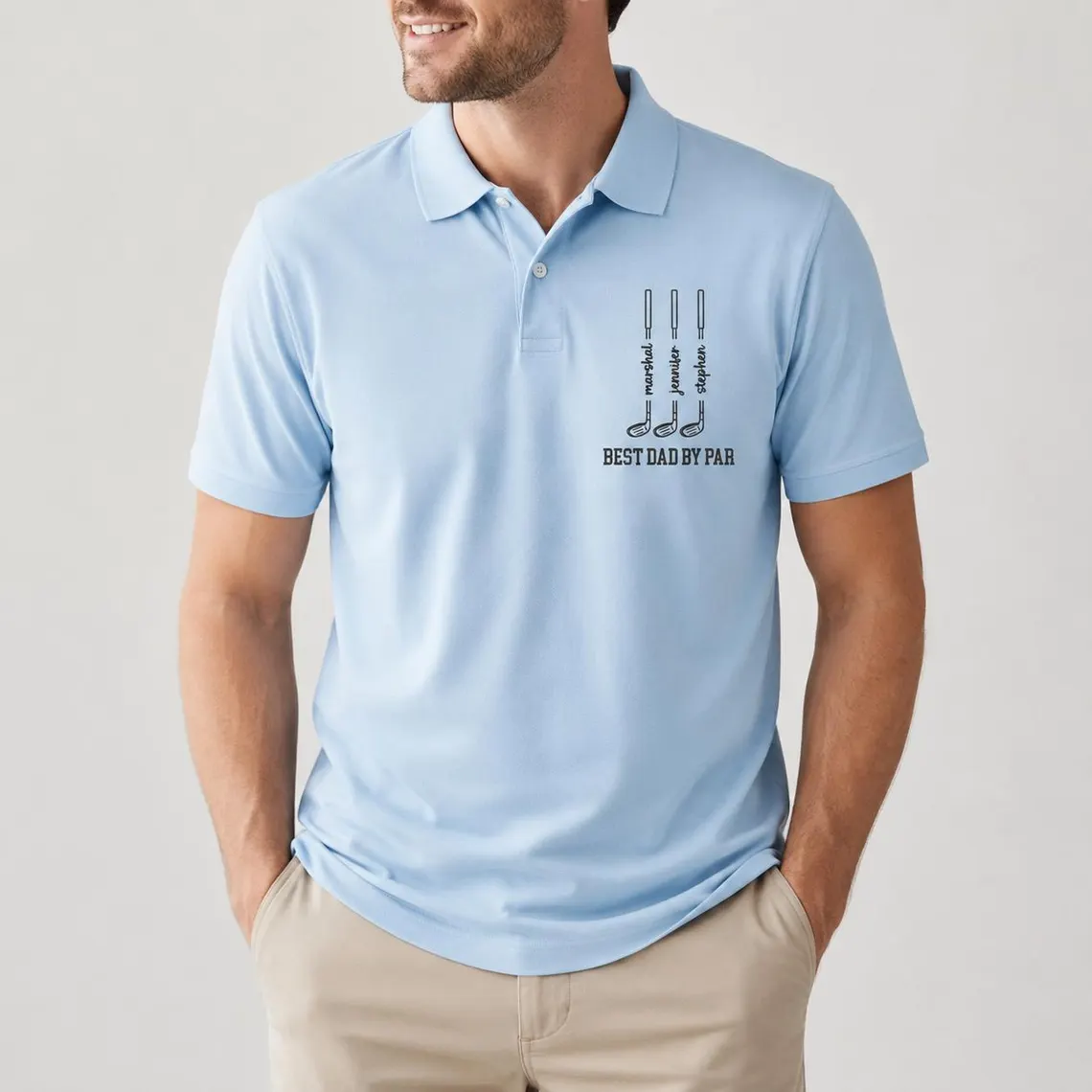 Personalized Dad Polo Shirt, Custom Best Dad By Par Golf Shirt, Father’s Day Gift for Dad or Grandpa, Golf Lover Gift